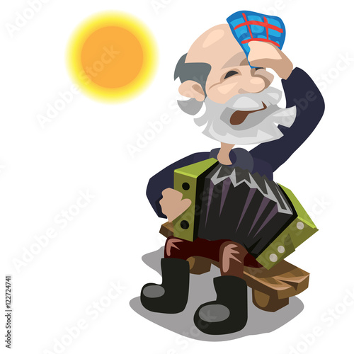 Fényképezés Elderly man plays the accordion on sunny day