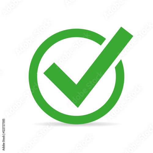 Fotografía Green check mark with shadow isolated on white background