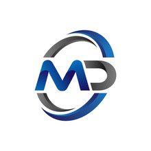 Simple Modern Initial Logo Vector Circle Swoosh Md