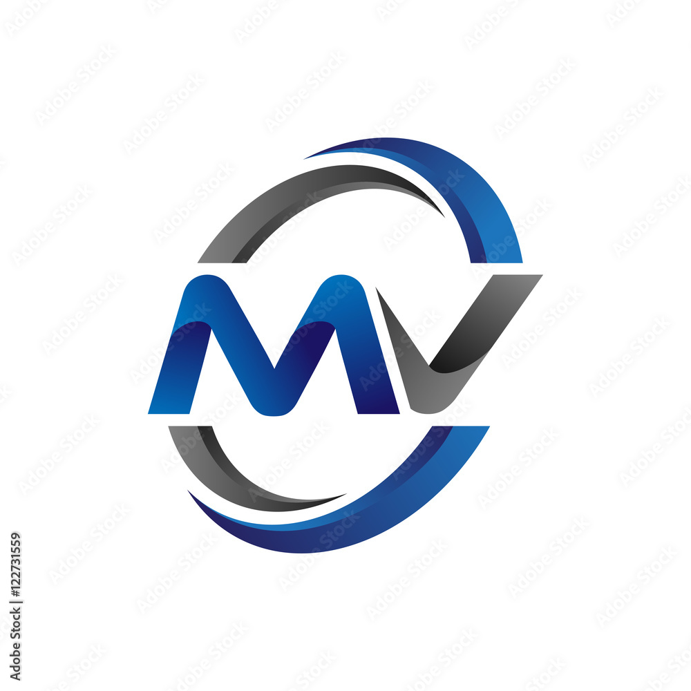 Simple Modern Initial Logo Vector Circle Swoosh mv Stock Vector | Adobe ...