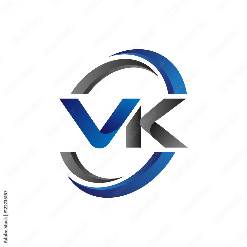 Simple Modern Initial Logo Vector Circle Swoosh vk Stock Vector | Adobe ...