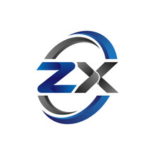Simple Modern Initial Logo Vector Circle Swoosh Zx 