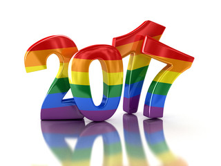 Poster - Gay Pride Color  New Year 2017. Image with clipping path.
