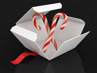 Poster - Open package with Candy Cane. Image with clipping path
