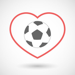 Poster - Isolated line art red heart with  a soccer ball