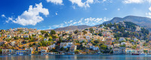 Panoramic View Of The Coast The Island  Symi, Greece