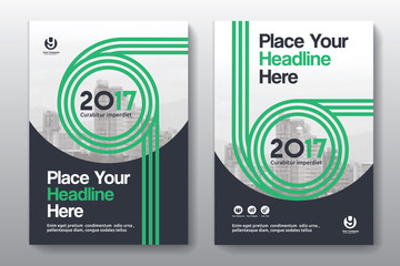 Green Color Scheme with City Background Business Book Cover Design Template in A4. Can be adapt to Brochure, Annual Report, Magazine,Poster, Corporate Presentation, Portfolio, Flyer, Banner, Website