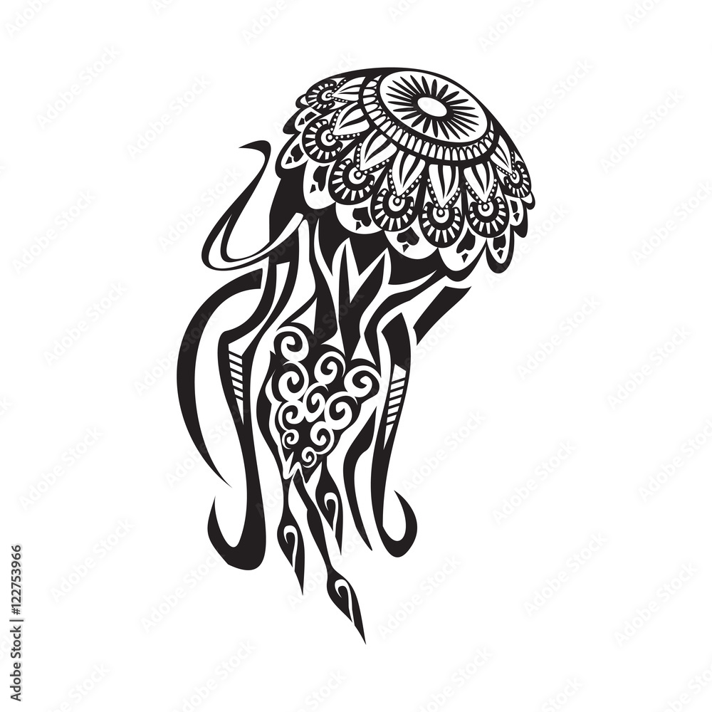 Jellyfish tattoo in Maori style. Vector illustration EPS10 Stock Vector |  Adobe Stock, image size:1000x1000