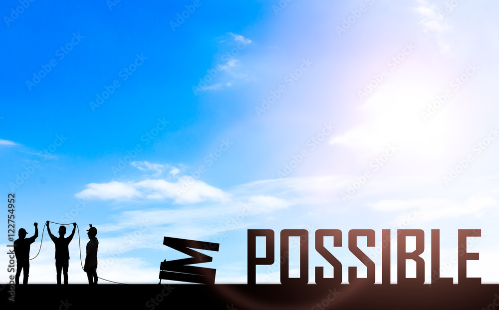 Silhouette man or businessman eliminate, improve, change impossible to ...