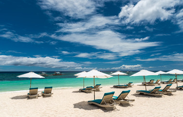 Tropical beach background from Alona Beach at Panglao Bohol isla