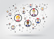 © luckinout - Communication cloud. New Year and Christmas office workers in a flat style