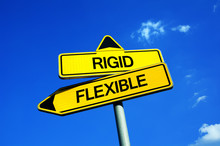 Rigid Or Flexible - Traffic Sign With Two Options - Be Adaptable To New Circumstances And Condition Or Stay Fixed And Solid Without Change. Risk Of Stagnation And Inflexibility
