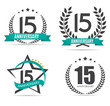Template Logo 15 Years Anniversary Set Vector Illustration