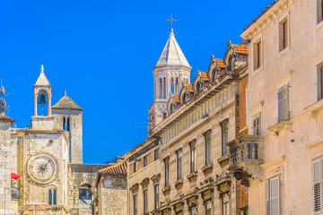 Wall Mural - Old city center Split. / View at ancient architecture in town Split, one of main touristic and historic places in Croatia, Europe.