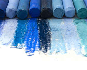 blue artistic crayons