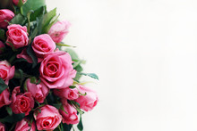 Bouquet Of Pink Roses  On White