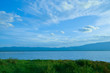 Phayao lake with blue sky and mountain range,Phayao,Thailand
