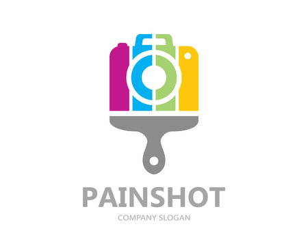 Vector camera paint logo template design. Creative camera symbol or icon