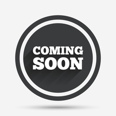 Poster - coming soon icon. promotion announcement symbol.