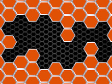 Geometric Pattern Of Hexagons. Abstract Orange Metal Background