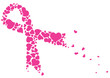 Pink ribbon made of hearts vector. Breast cancer ribbon awareness.