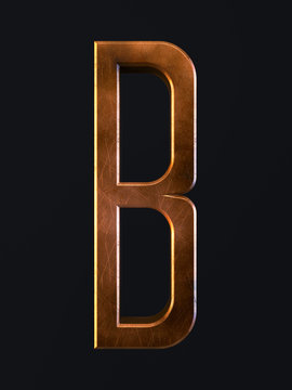 Golden scratch alphabet letter symbol B