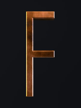 Golden scratch alphabet letter symbol F