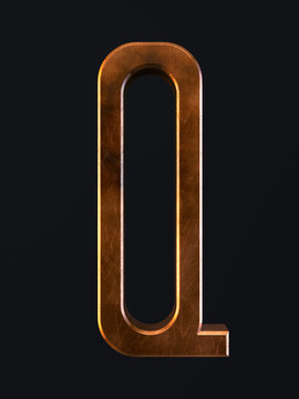Golden scratch alphabet letter symbol Q