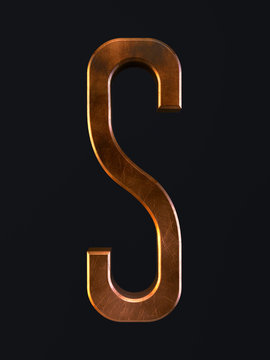 Golden scratch alphabet letter symbol S