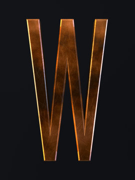 Golden scratch alphabet letter symbol W