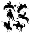 Activities silhouette man and bull riding Wild Horses Wild, Rodeo, illustration art vector design