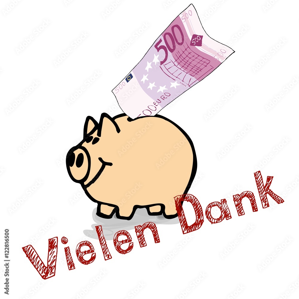 500 Euro Sparen Schwein Sparschwein Mit Funhundert Euro Schein Illustation Zeichnung Comic Stock Gamesageddon