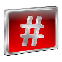 Hashtag Button - 3D illustration