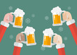 Santa clinking beer glasses