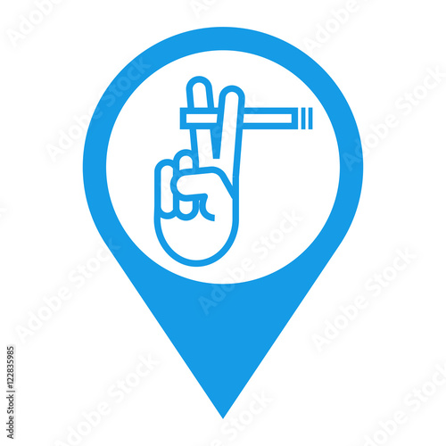 Fotografía Icono plano localizacion zona fumadores azul