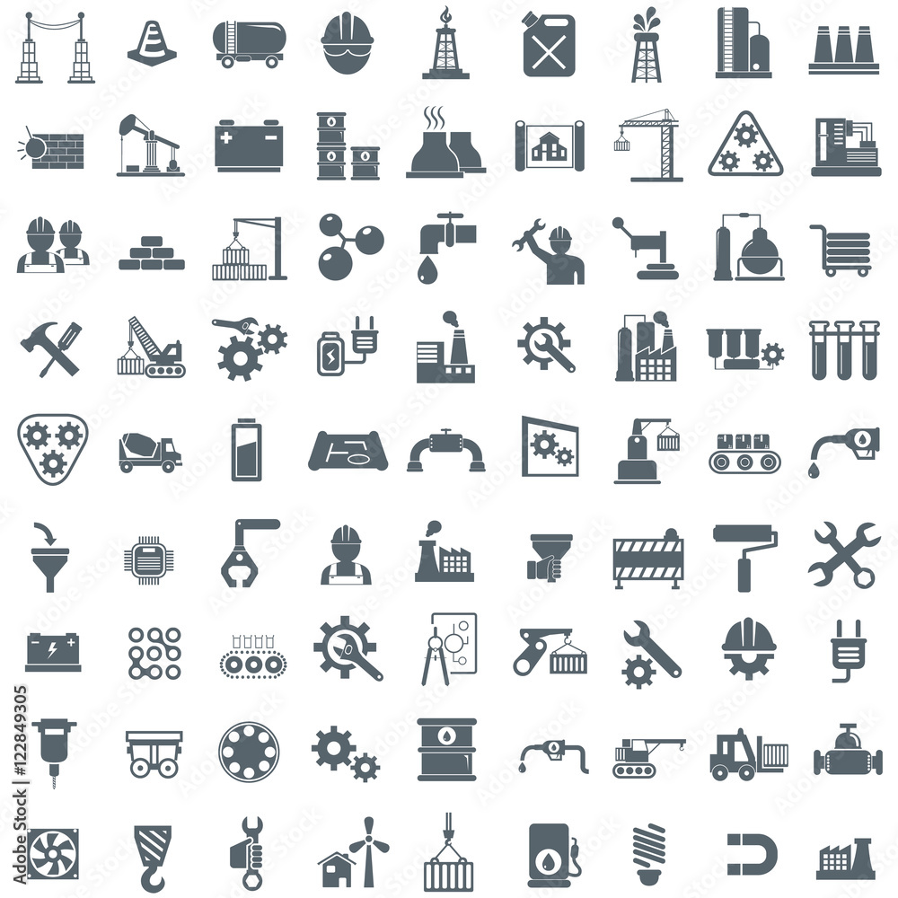 Different types of industrial construction - vector illustration Stock ...