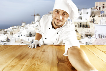 Wall Mural - cook chef in Greece 