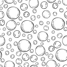 Seamless Soap Bubbles Pattern. Vector Hand Drawn Background
