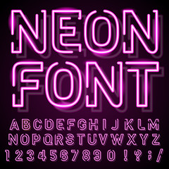Poster - illustration with the image of neon signs. retro design.objects are made and represent the old style
