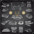 Vector hand drawn Illustration with meat products.