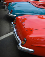 Classic Cars Parked In A Row