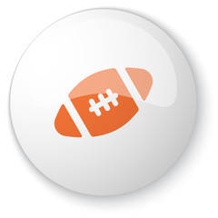 Wall Mural - Glossy white web button with orange American Football icon on wh