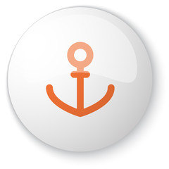 Glossy white web button with orange Anchor icon on white backgro