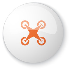 Wall Mural - glossy white web button with orange drone quadcopter icon on whi