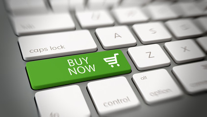 Poster - Close up on keyboard with buy now key