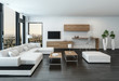 Elegant modern white living room interior