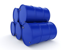 3D Rendering Blue Barrels