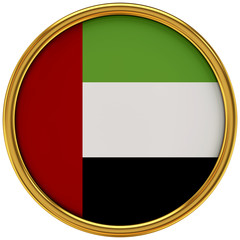 United arab emirates Flag Glossy Button/icon (3d rendering).