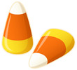 Vector illustration of two pieces of candy corn.