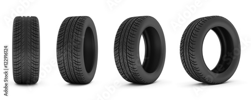 Fotografía car tire. Car tire isolated on white background.